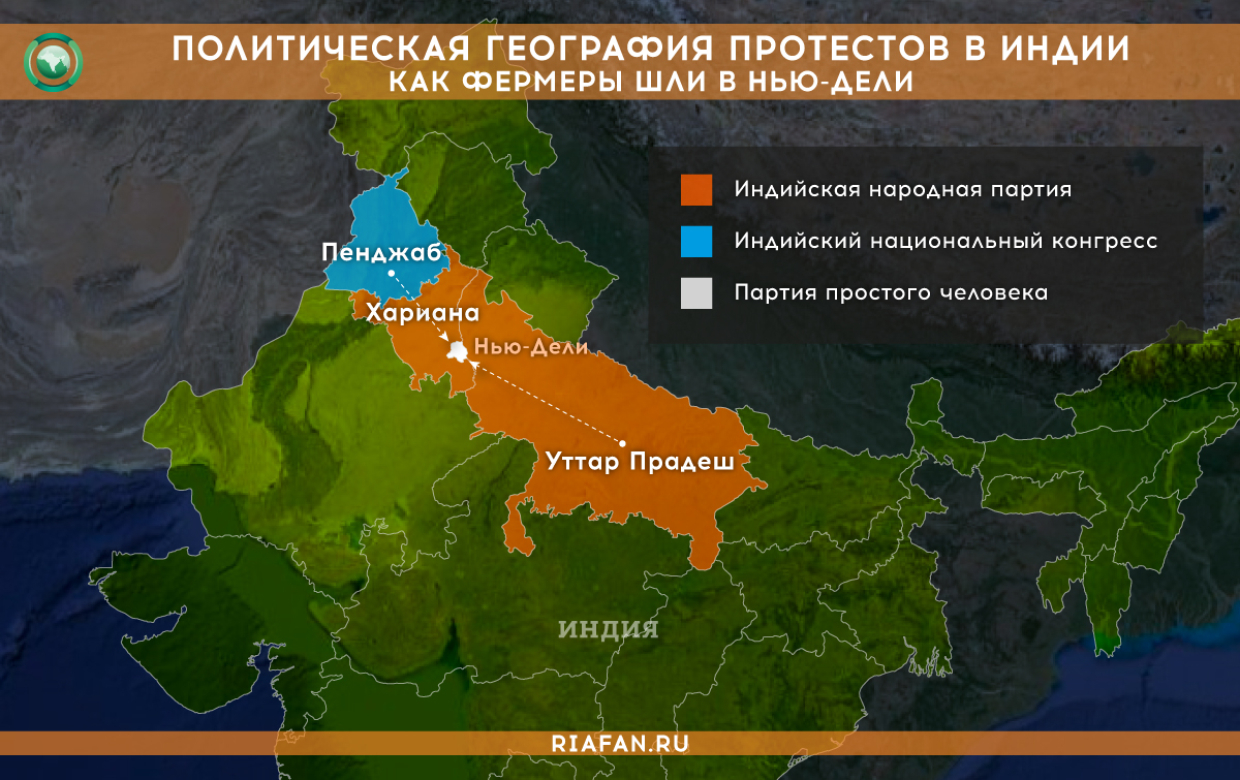 Политическая география протестов в Индии